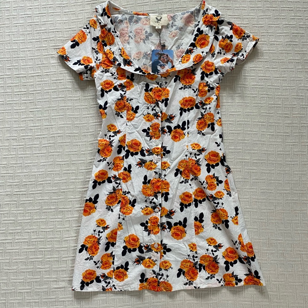 Sacred Hawk NWT orange floral dress.